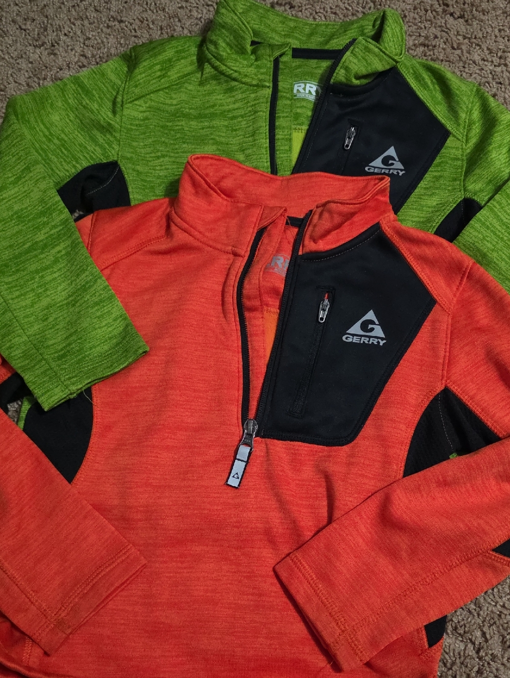 Gerry Weber Kids' Half-Zip Pullovers in Orange and Green with Black Panels